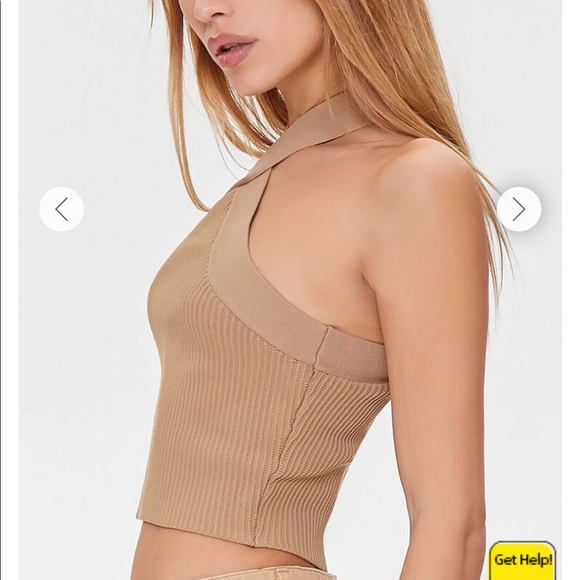 Forever21 Sweater-Knit Halter Crop Top in Cappuccino Brown NWT — Medium - Picture 3 of 6